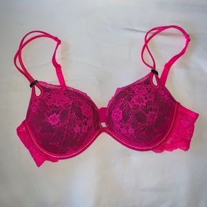VS pink and black Lacey push-up bra